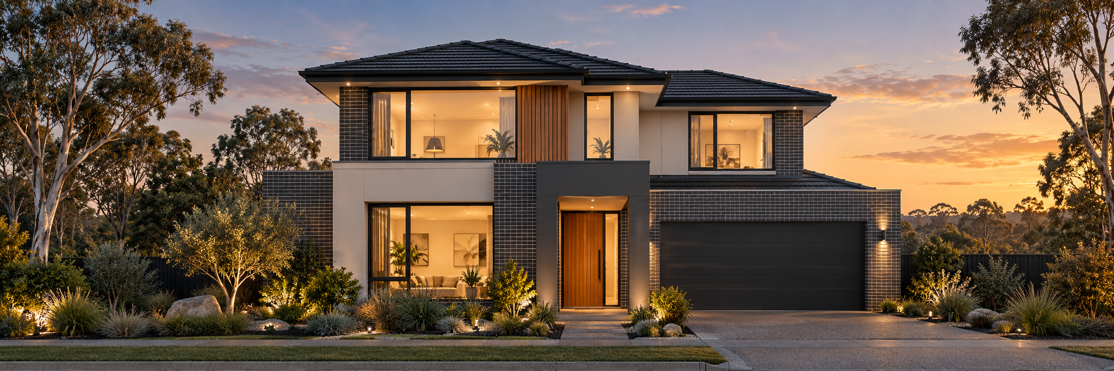 AI-generated concept of a contemporary Australian home with a native garden
